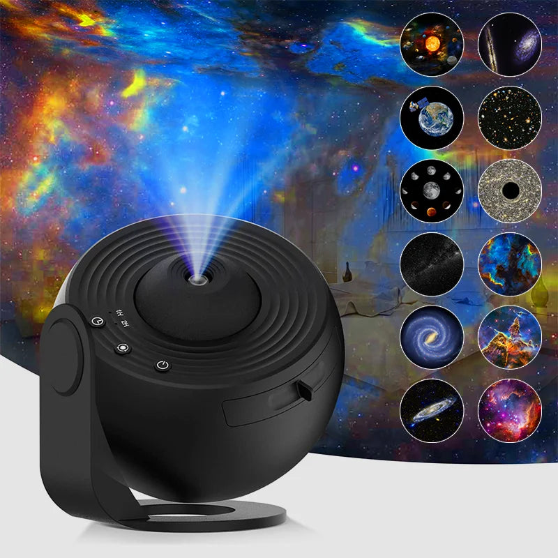 Czarny Galaxy Night z dostępnymi trybami projekcji