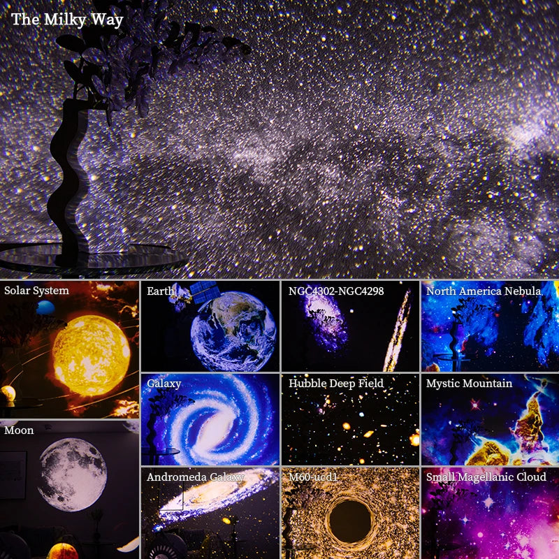 Galaxy Night wyświetlający Drogę Mleczną w ciemnym pokoju